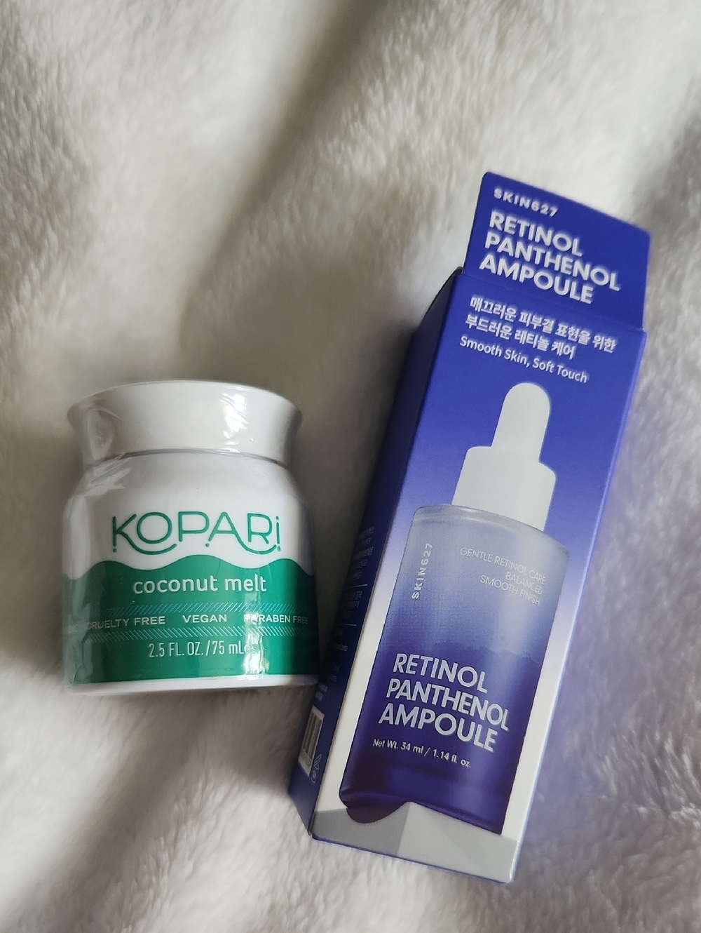 Kopari Coconut Melt Jar with Blue Retinol Panthenol Ampoule Box